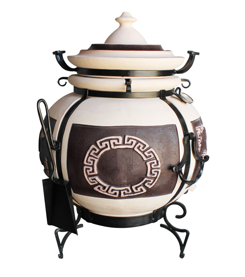 Тандыр "Ханская охота" (Арт-тандыр) глазурь с термодатчиком, 27см